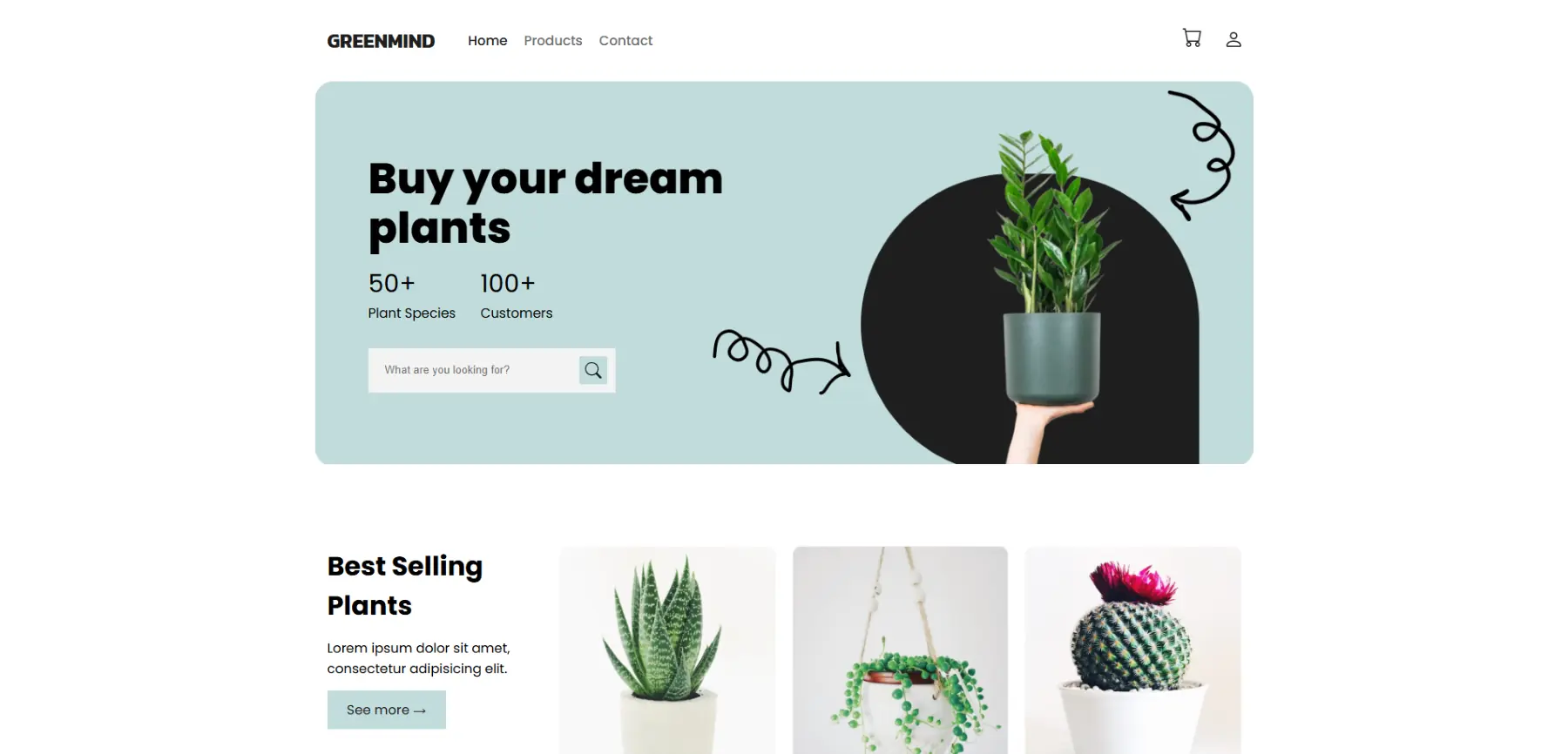 A screenshot of Greenmind's Landing Page
