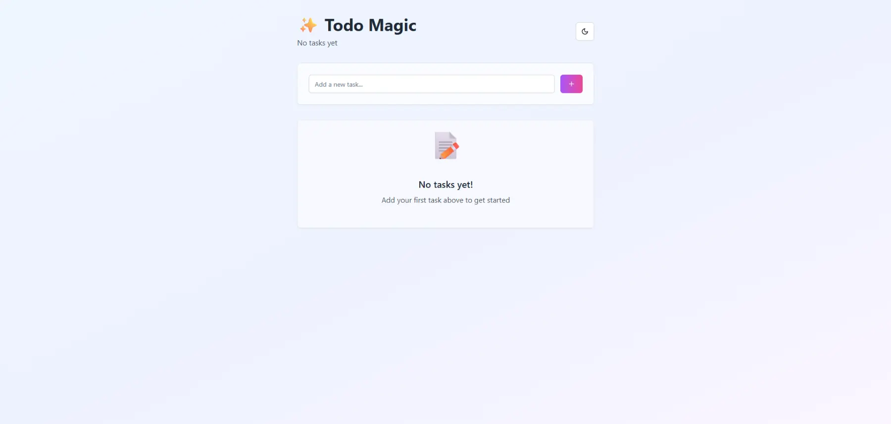 A screenshot of Todo Magic's Landing Page